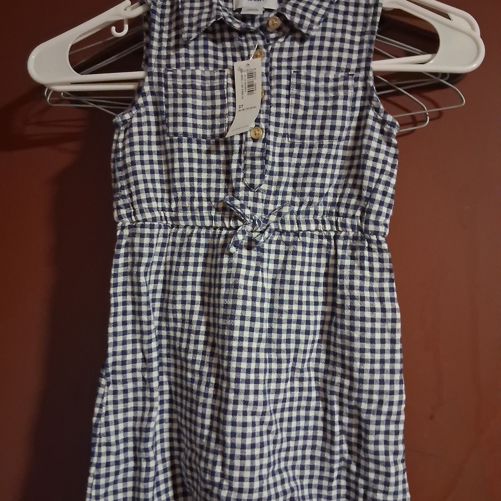 Blue and White Checkered Kids Dress